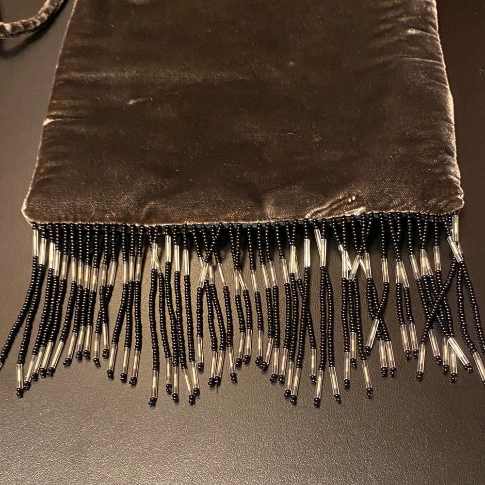 Elegant Vintage Black Velvet Fringe Saks Fifth Avenue  Vintage Evening Bag - Picture 3 of 15